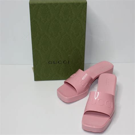 gucci rubber logo platform slide sandal dupe|gucci mini slide dupe.